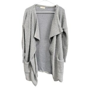 Elodie‎ Womens Gray Open Front Knit Cardigan Sweater Pockets Medium